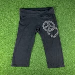 Vintage Paris Angel Black Rhinestones High Waisted Capri Leggings Sz L